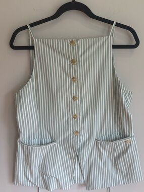 Scotch & Soda Amsterdam Green Stripe Button Front Cami Size Medium